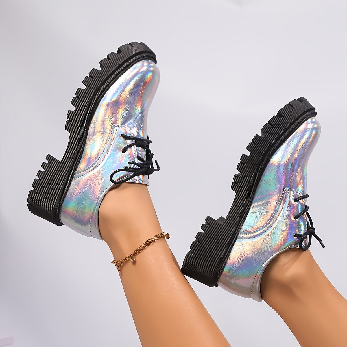 Women's Platform High Heel Boots Solid Color Lace-Up Dress Style