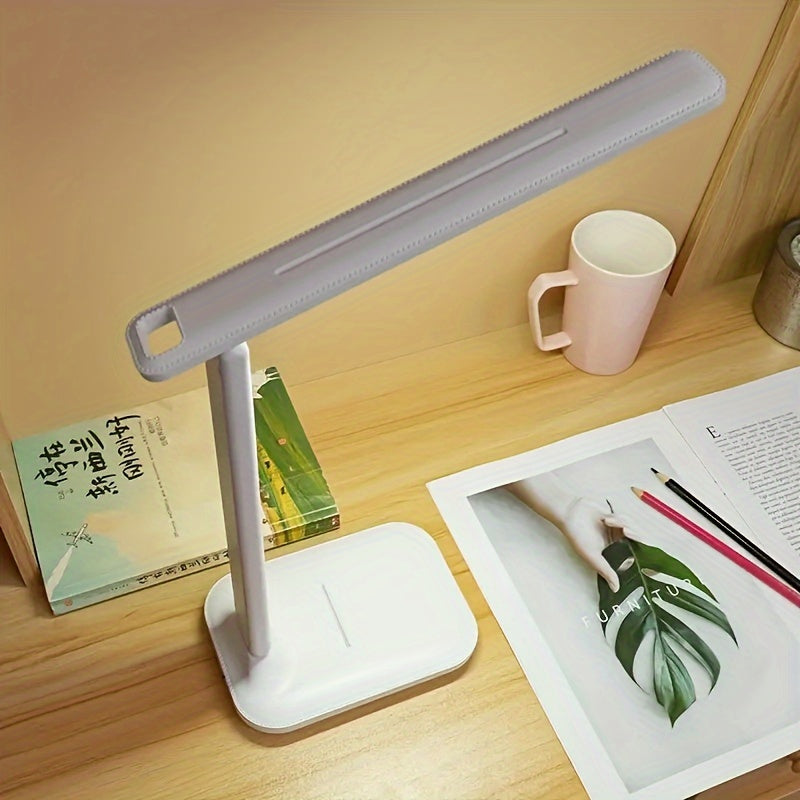 Adjustable White LED Desk Lamp with Color Changing Dimmable Light and Rechargeable Battery