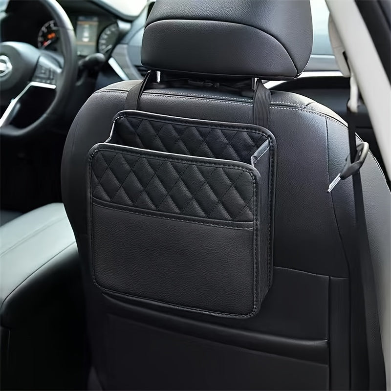 Organizador de asientos de coche, bolsa de almacenamiento de cuero PU para interior del vehículo, ordenado y duradero