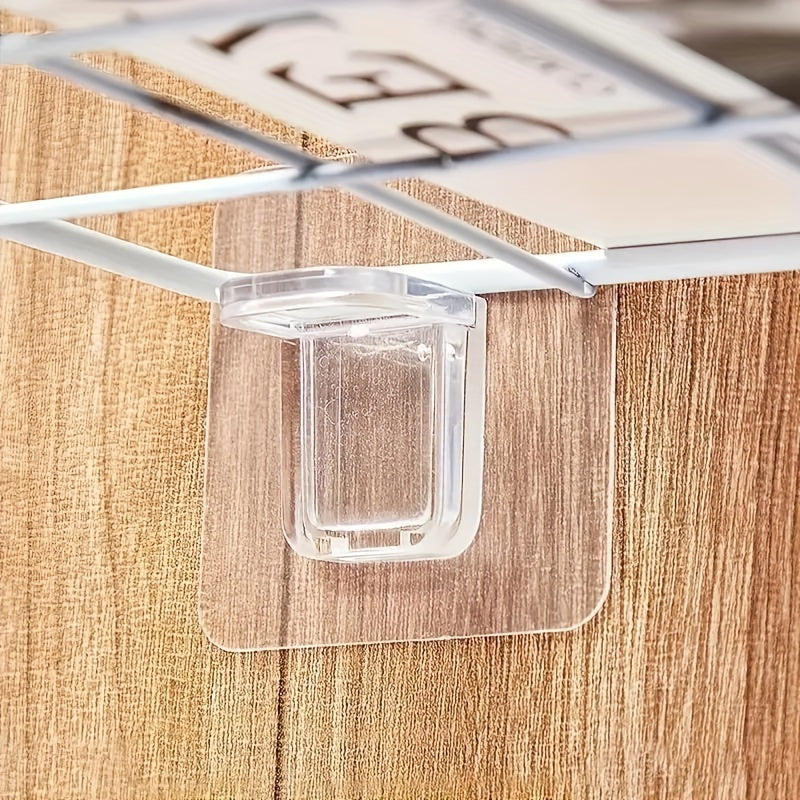4pcs Adjustable No-Drill Plastic Closet Shelf Dividers with Transparent Adhesive Pads