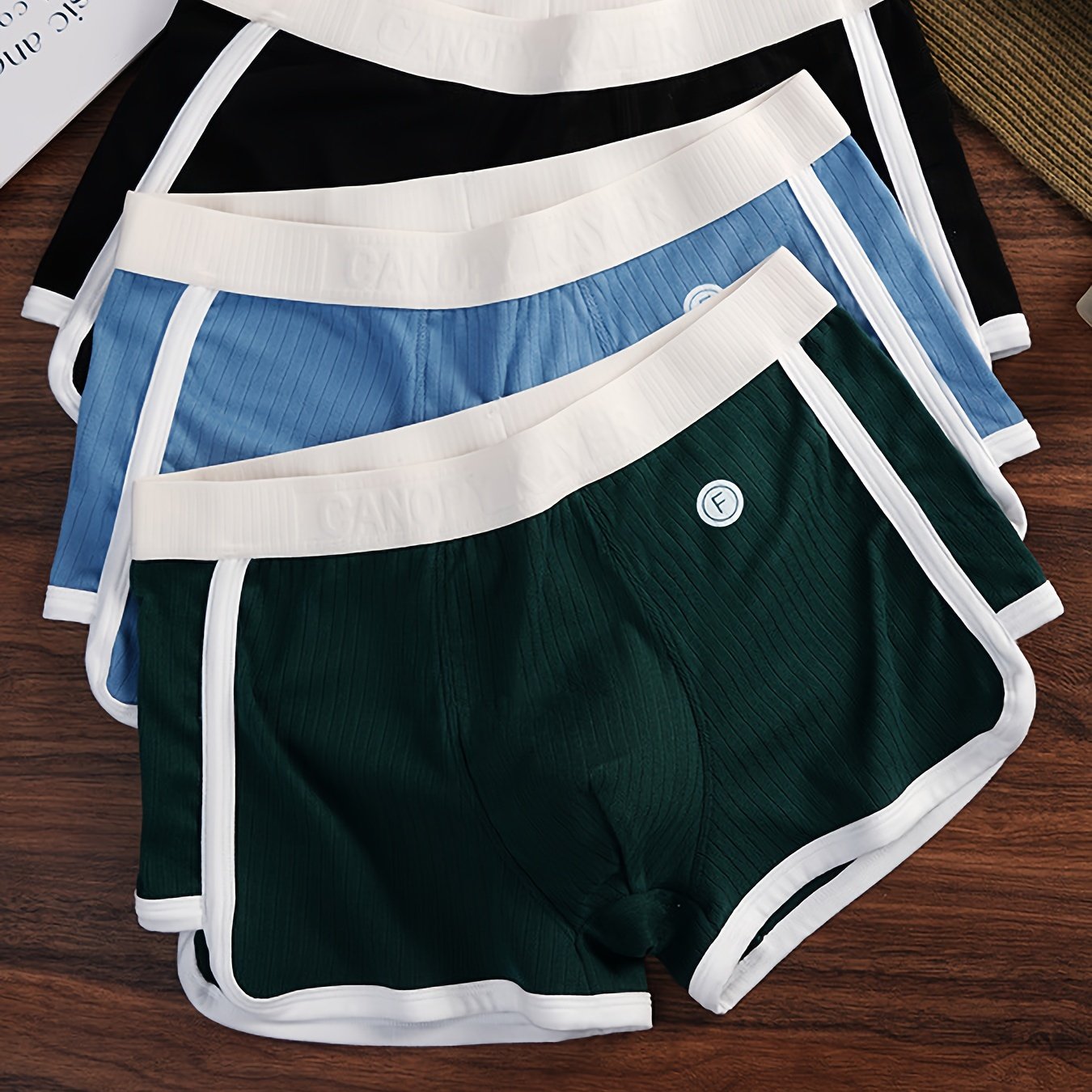 Men's Striped Boxer Briefs Polyester Blend Elastic Waist Color Block Casual