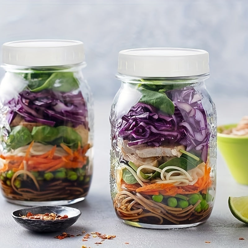 Set of 16 White Plastic Mason Jar Lids Leak-Proof Caps for Canning and Storage