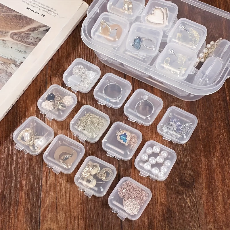 20-Pack Rectangle Plastic Storage Boxes with Lockable Lids for Jewelry and Accessories
