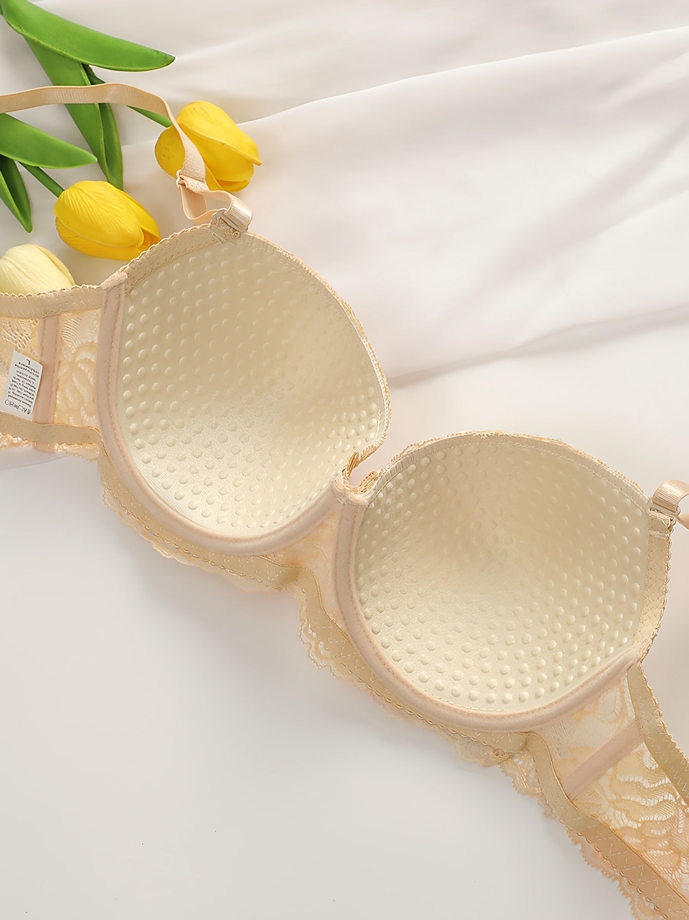 Women's Floral Lace Lingerie Set with Push-Up Bra and See-Through Briefs