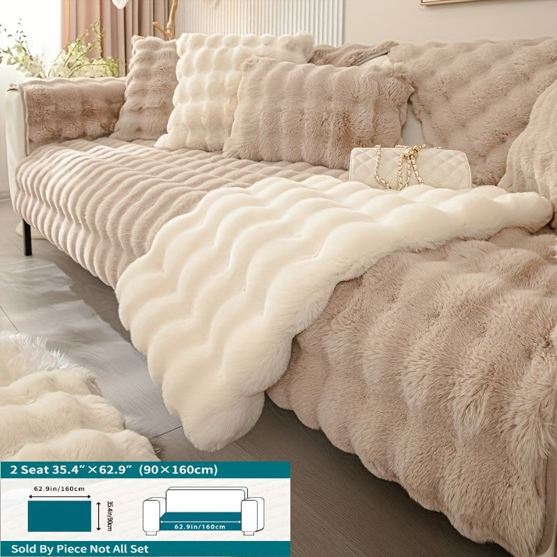 Winter Plush Sofa Cover Anti-Slip Dustproof Slipcover for Couch Living Room Bedroom