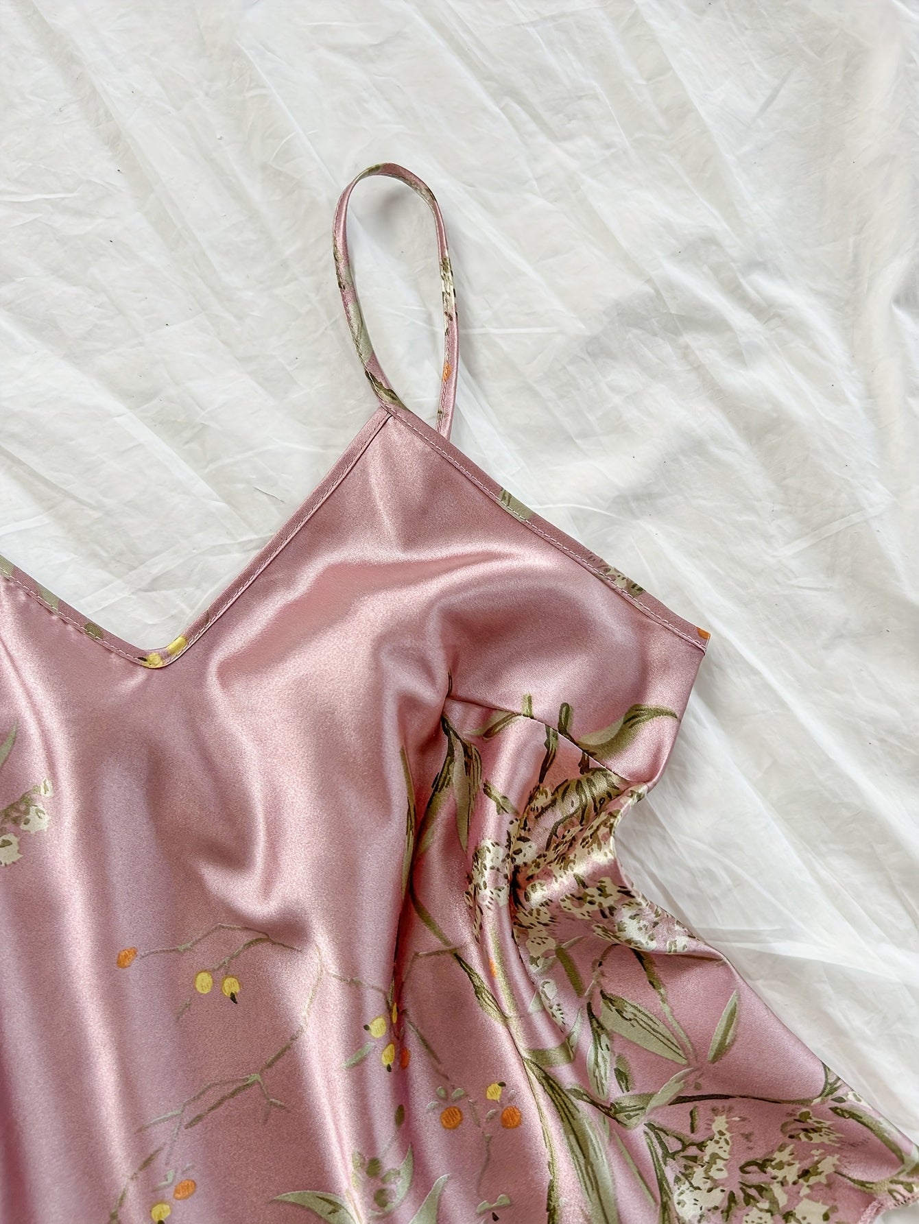 Conjunto de pijama de satén con estampado de cerezas para mujer, talla grande, camisón y pantalones cortos