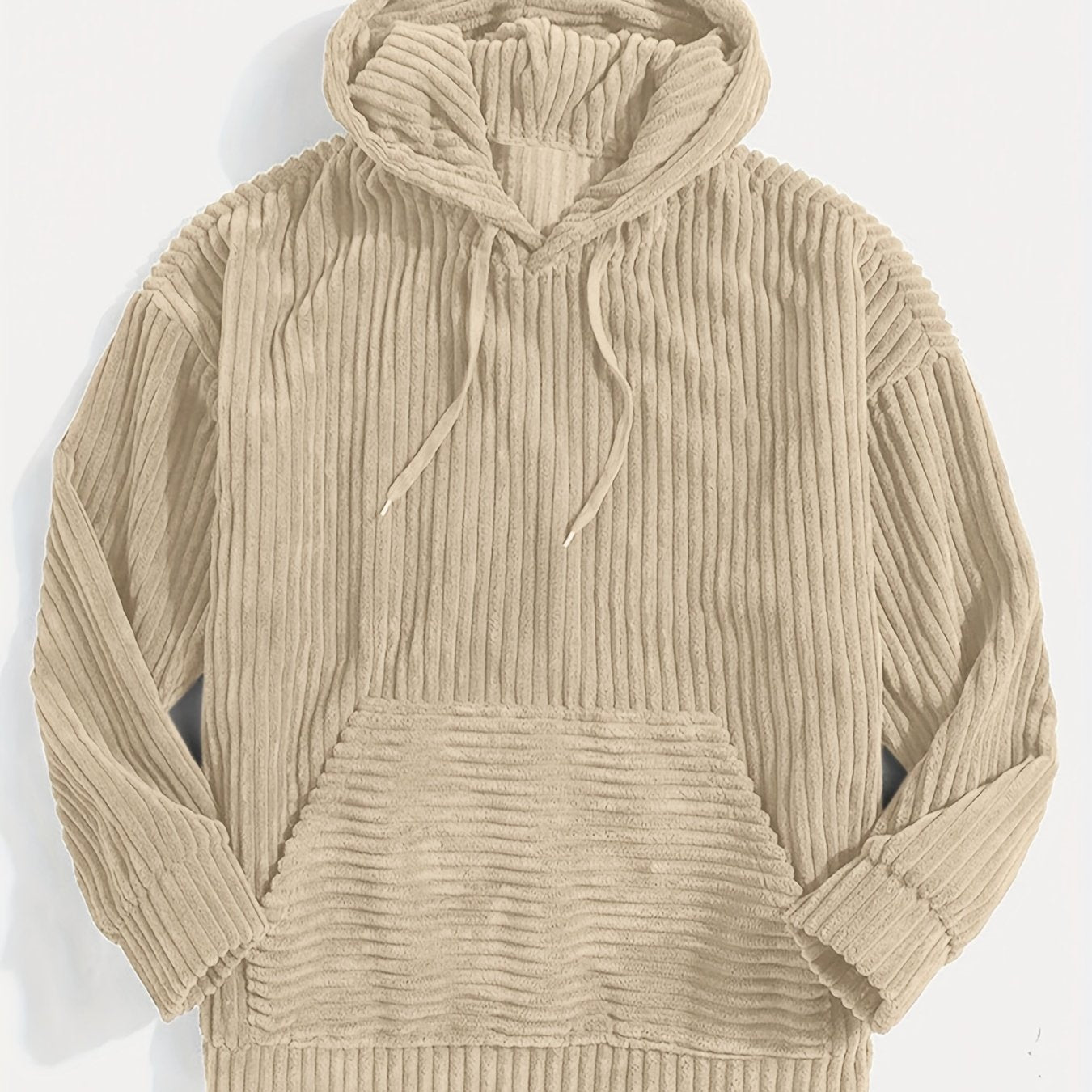 Plus Size Men's Oversized Solid Textured Hoodie for Autumn Winter