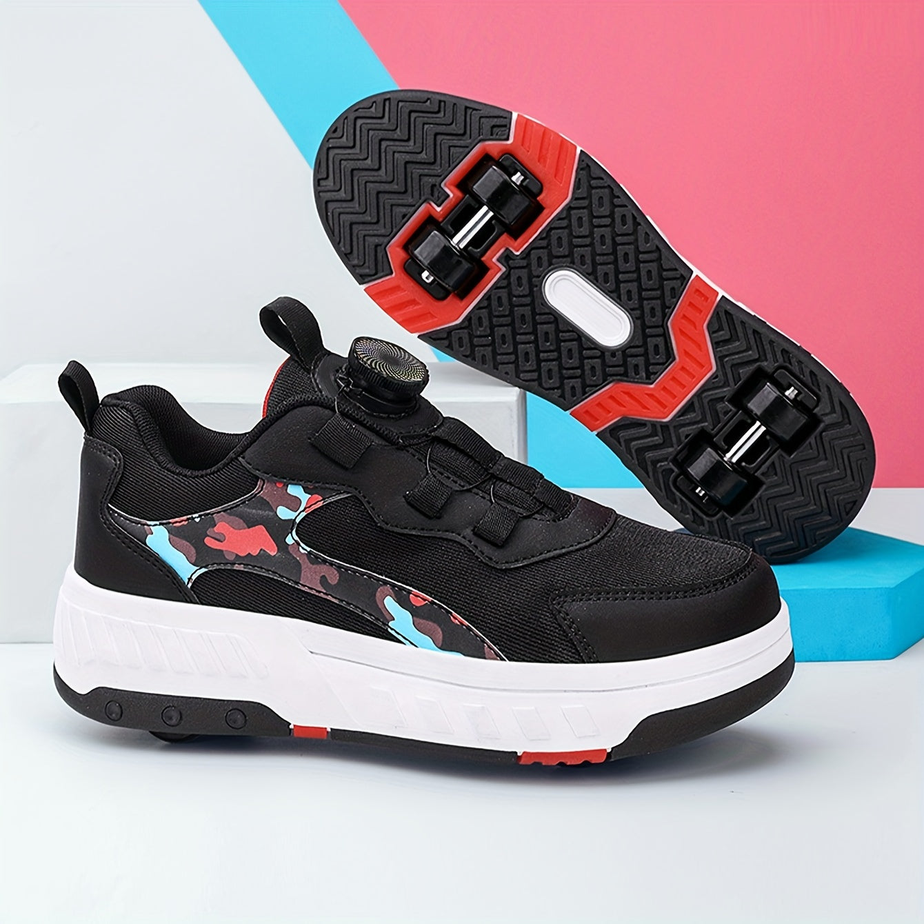 O'g'il bolalar uchun pastki roller skeyt poyabzallari, tasodifiy, zamonaviy, engil, havalandırıcı va ichki va tashqi foydalanish uchun yoz va kuzda sirpanmaslik xususiyatiga ega.