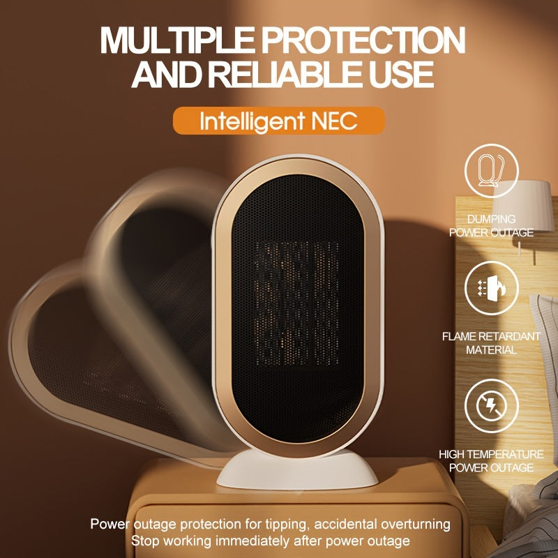 1200W Portable Ceramic Space Heater with Adjustable Thermostat and Fall Protection for Home Office