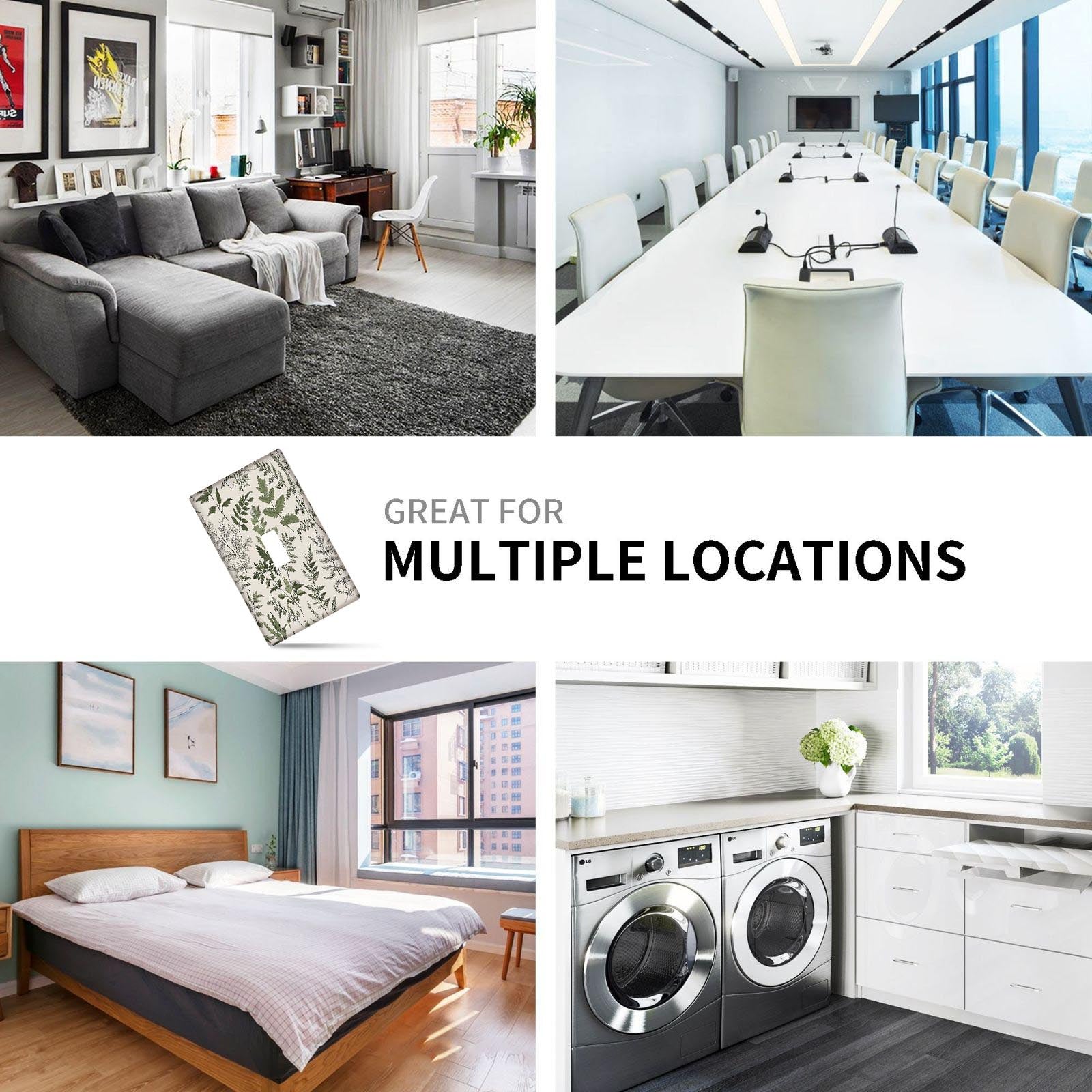 1 Ta'vsi yaprog'i naqshli dekorativ devor plitkasi, 1-gang/2-gang chiqish qopqog'i, elektr kerak emas, tozalash oson, yotoqxona, oshxona, ofis uchun ko'p maqsadli kalit plitkasi - 1 to'plam.