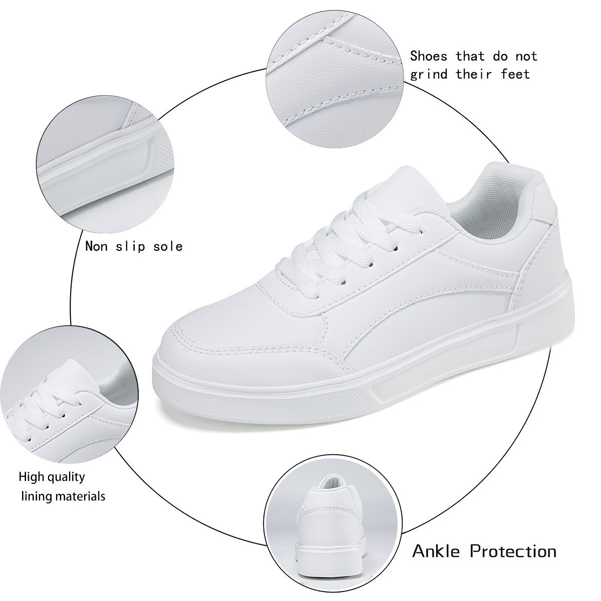 White Women's Casual Sneakers Lightweight All-Season Low Top