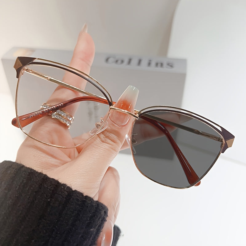 Women's Metal Frame Cat Eye Glasses with Photochromic Lenses