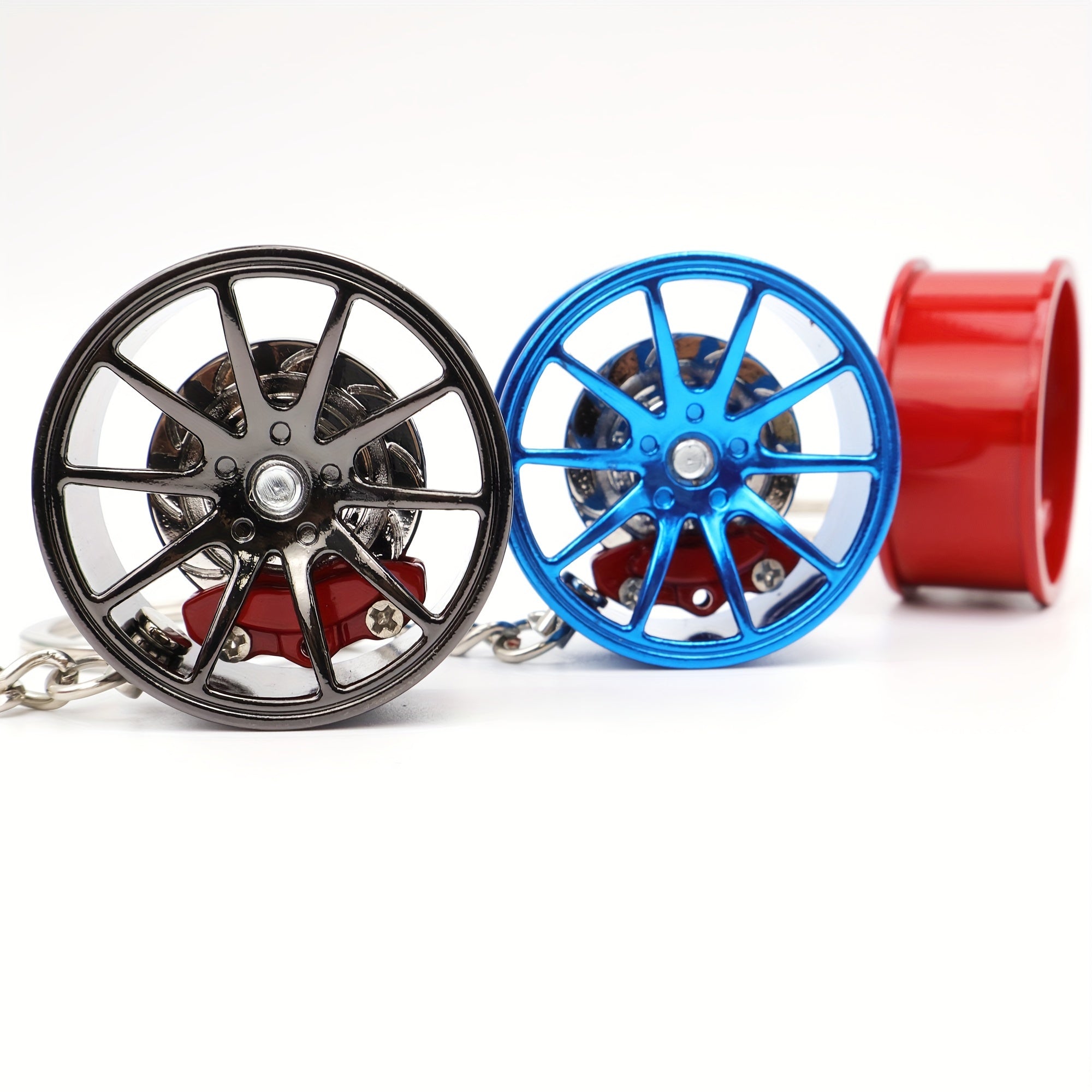 Unisex Zinc Alloy Car Wheel Hub Keychain Rotatable Key Ring Creative Gift