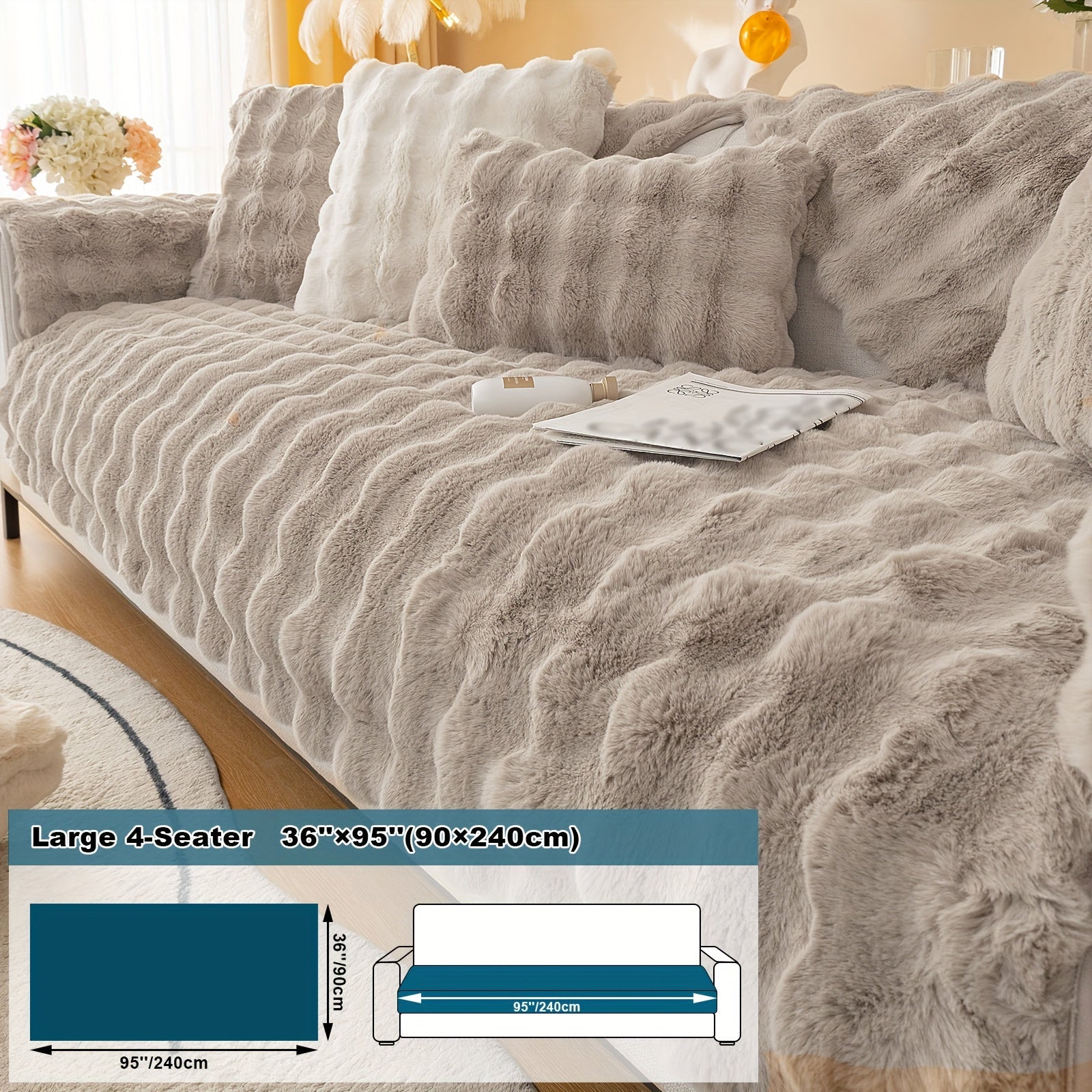 Имитация кролика плюшевая подушка-диван для домашних животных, дружелюбная к собакам с нескользящим чехлом для защиты мебели и декора в спальне, офисе или гостиной.