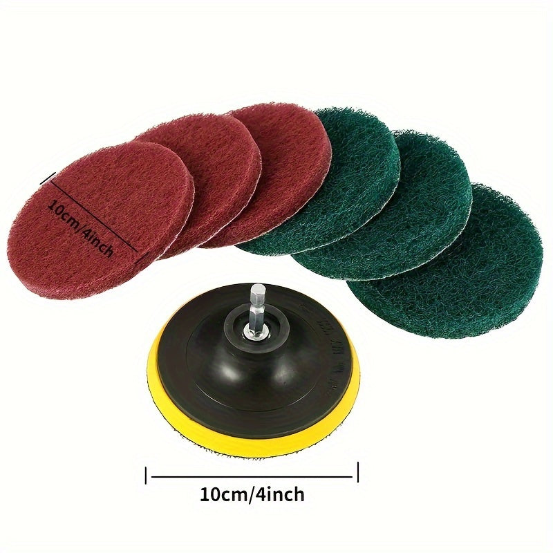 8-Piece Drill Brush Scrubber Set for Tiles Floors Green Red Grits