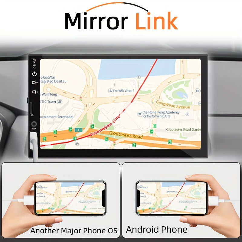 17.78 sm HD ekranli Yagona DIN Avtomobil MP5 Radio O'yinchisi, Radio Qutisi Yuqori Qism O'rnatish Dizayni, MirrorLink, AUX, USB Ulanishlari, SD Kart Qo'llab-quvvatlash, Ixtiyoriy Orqaga Qarash Kamerasi va Rulni Boshqarish