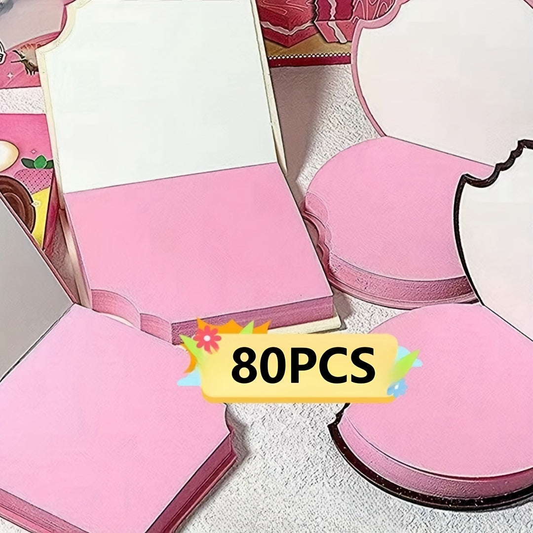 Mini Notebook in Chocolate Macaron Waffle Strawberry Shortcake Design with 80 Tear-Off Pages