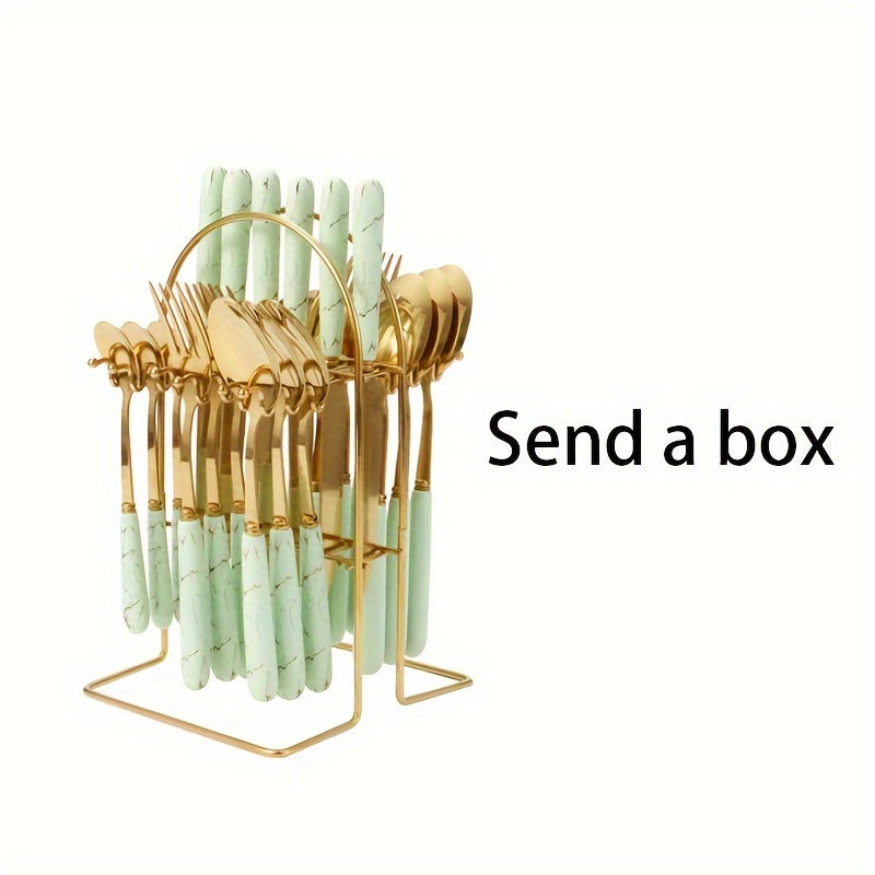 Western Style Flatware Set with 24 Knives Forks Spoons Gift Box