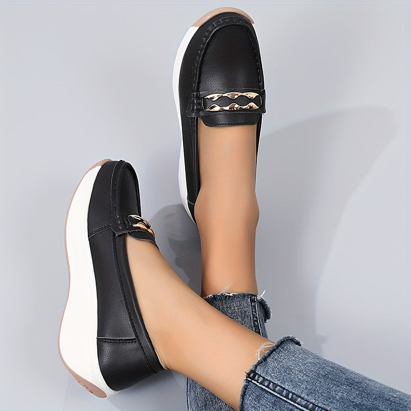 Women's Fashionable Slip-On Loafers with Anti-Slip Thick Soles