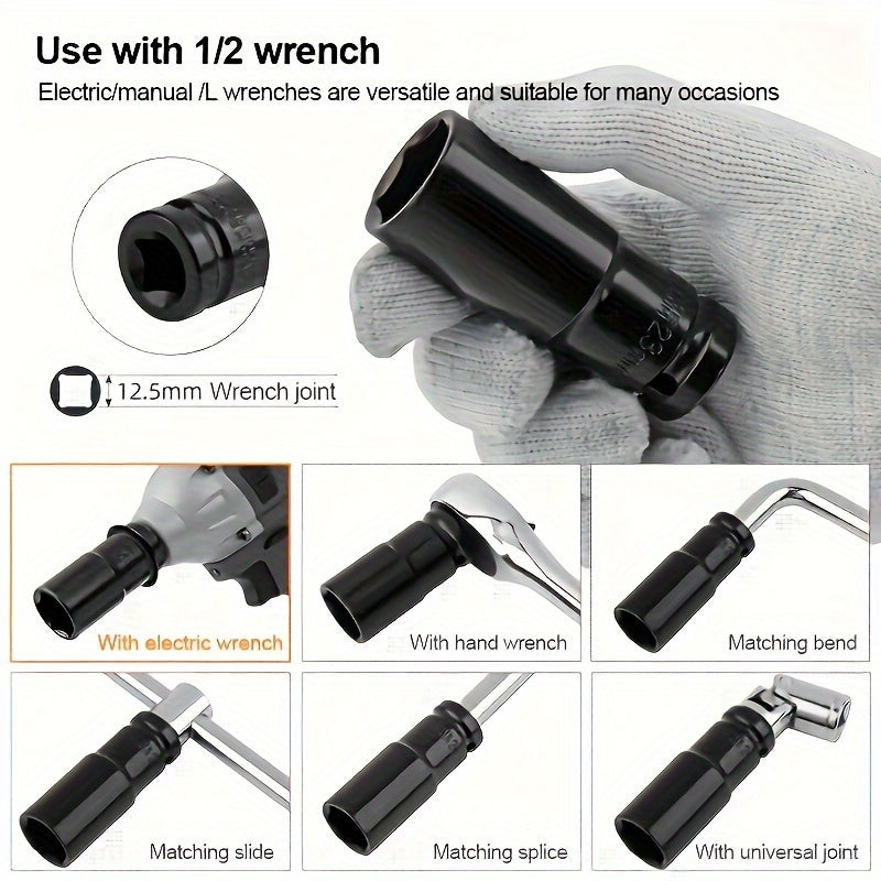 11-Piece 1/2 Inch Impact Power Wrench Socket Adapter Set with 10-24mm Carbon Steel