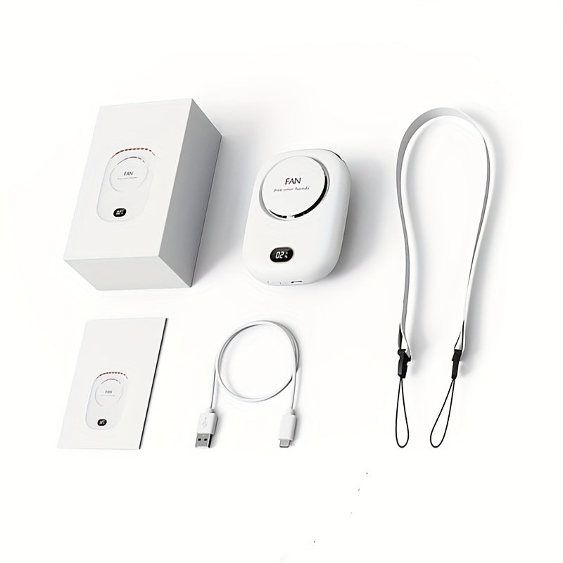 Portable USB Fan with Three-Speed Large Wind Adjustment, Waist-Hanging and Desktop Stand