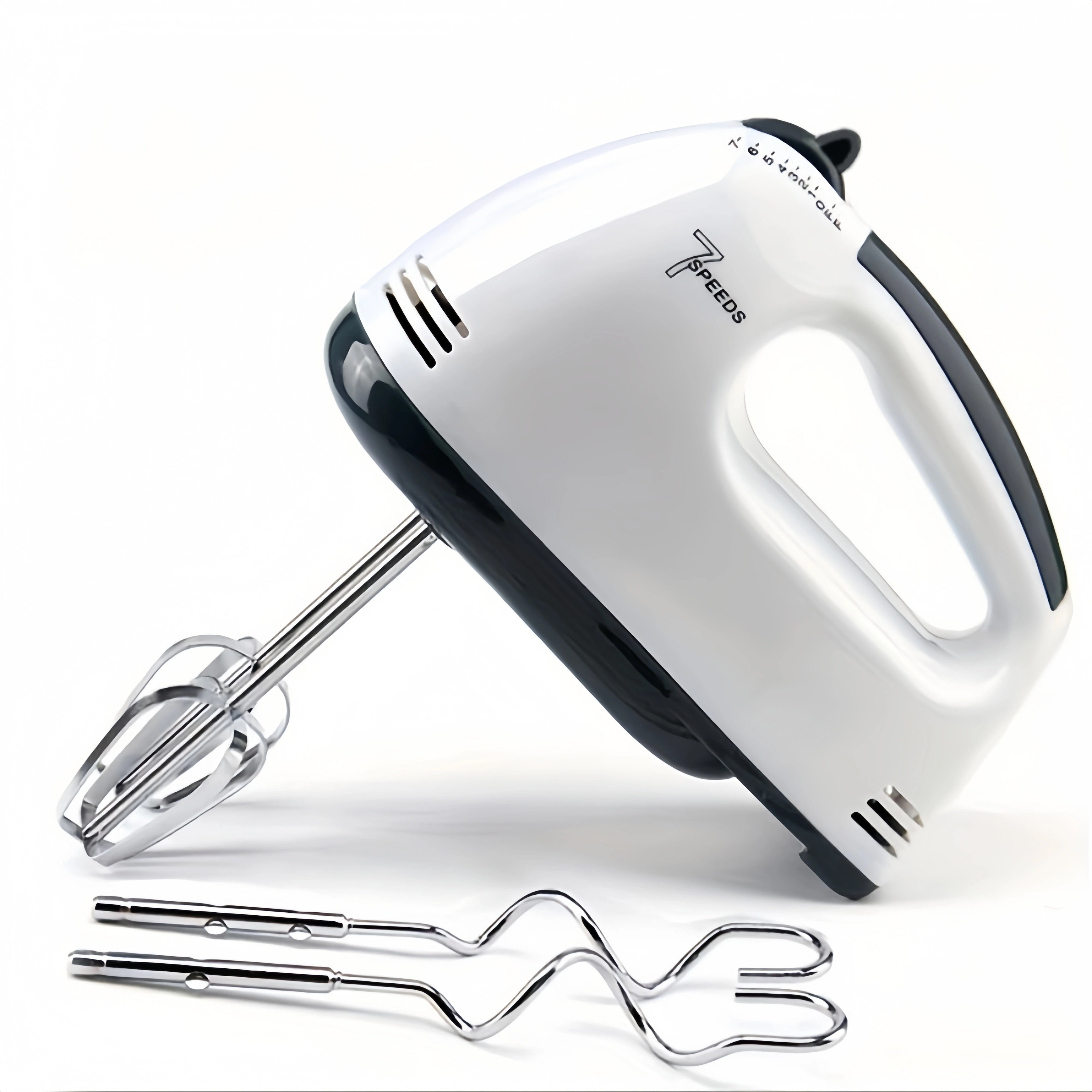 7-Speed Handheld Electric Mixer Set with Whisk and Egg Beater, Metal Kitchen Appliance