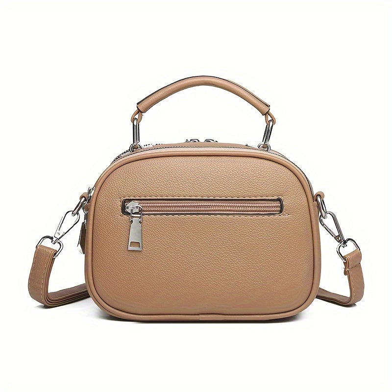 Black Mini Crossbody Bag with Bear Tassel and Multiple Compartments