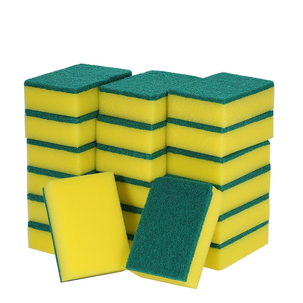 30 Pack Double-Sided Dishwashing Sponges with Built-In Brush for Kitchen Cleaning