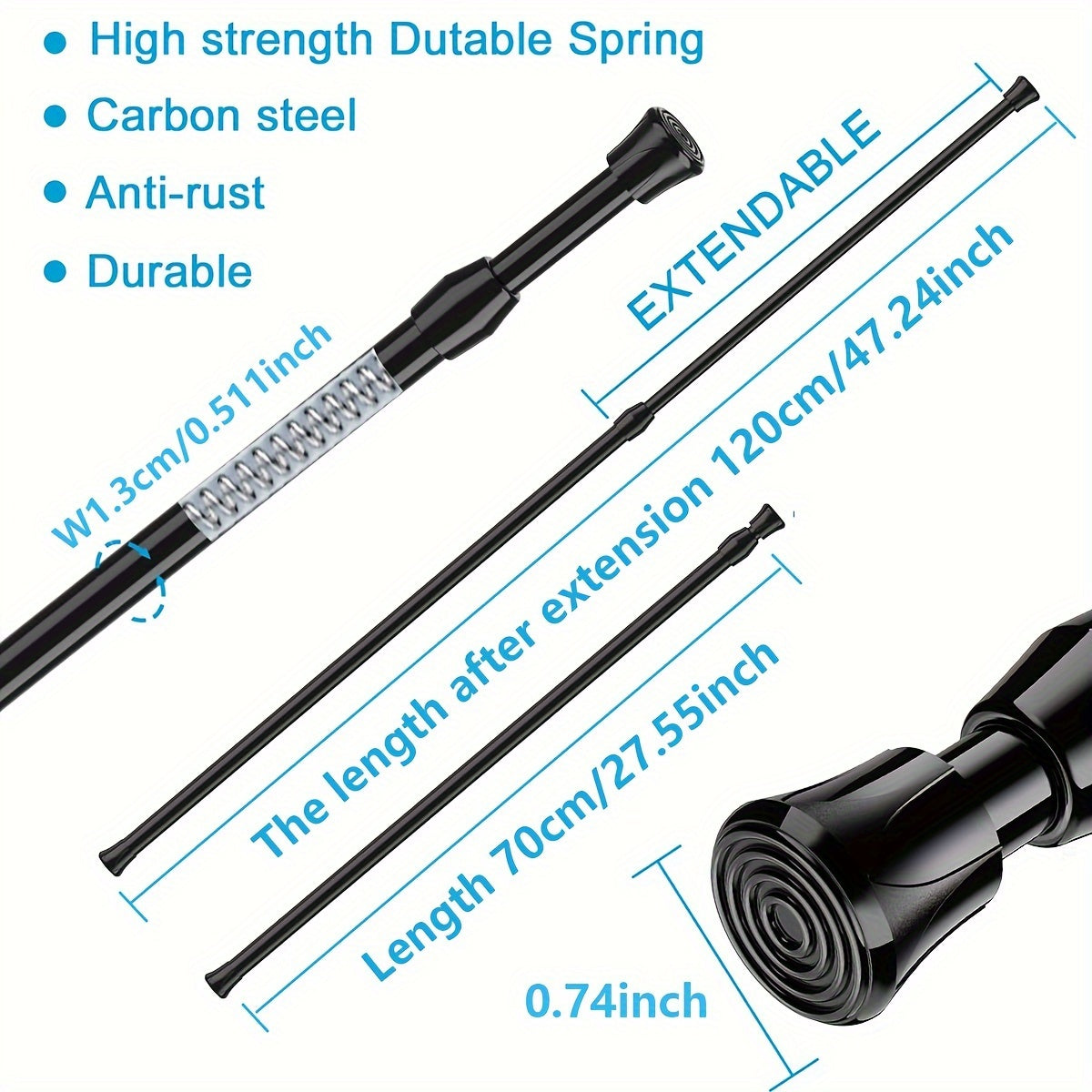 Telescopic Curtain Rod for Shower Clothes Drying Bathroom Accessories Adjustable Length