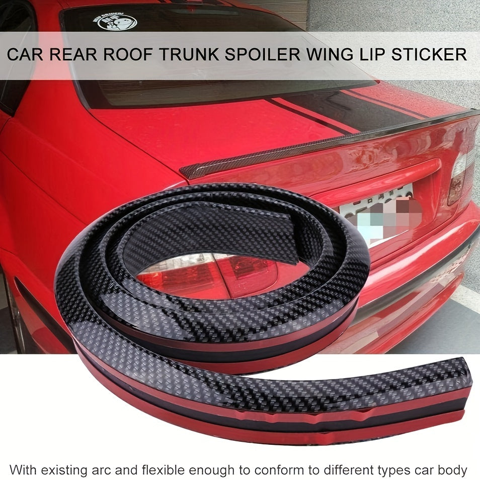 Universal Carbon Fiber Look Rear Wing Spoiler No Drill Soft Rubber Car Decoration