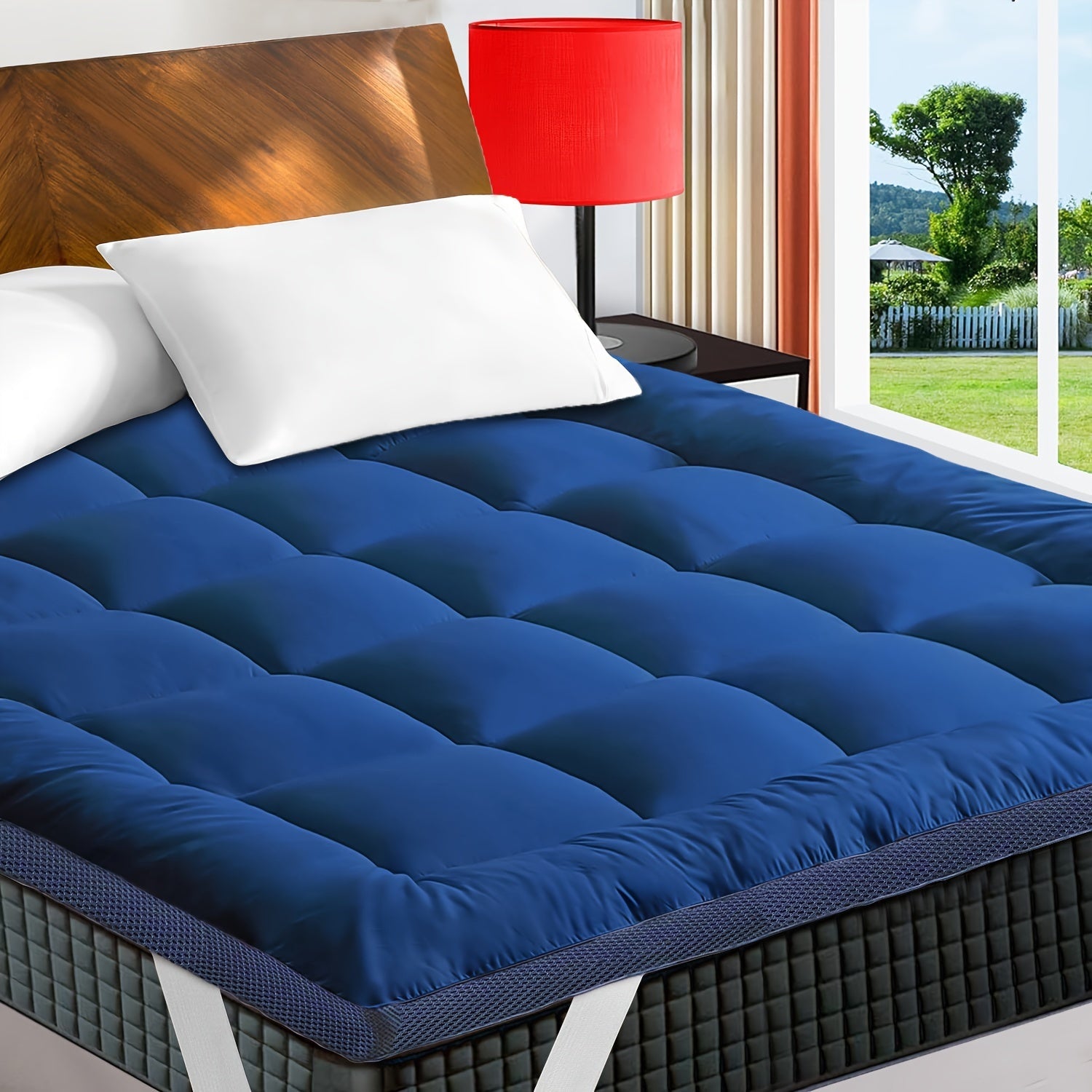 Топпер для матраса сверхтолстый для облегчения боли в спине, дышащая натяжная подкладка до 21 дюйма