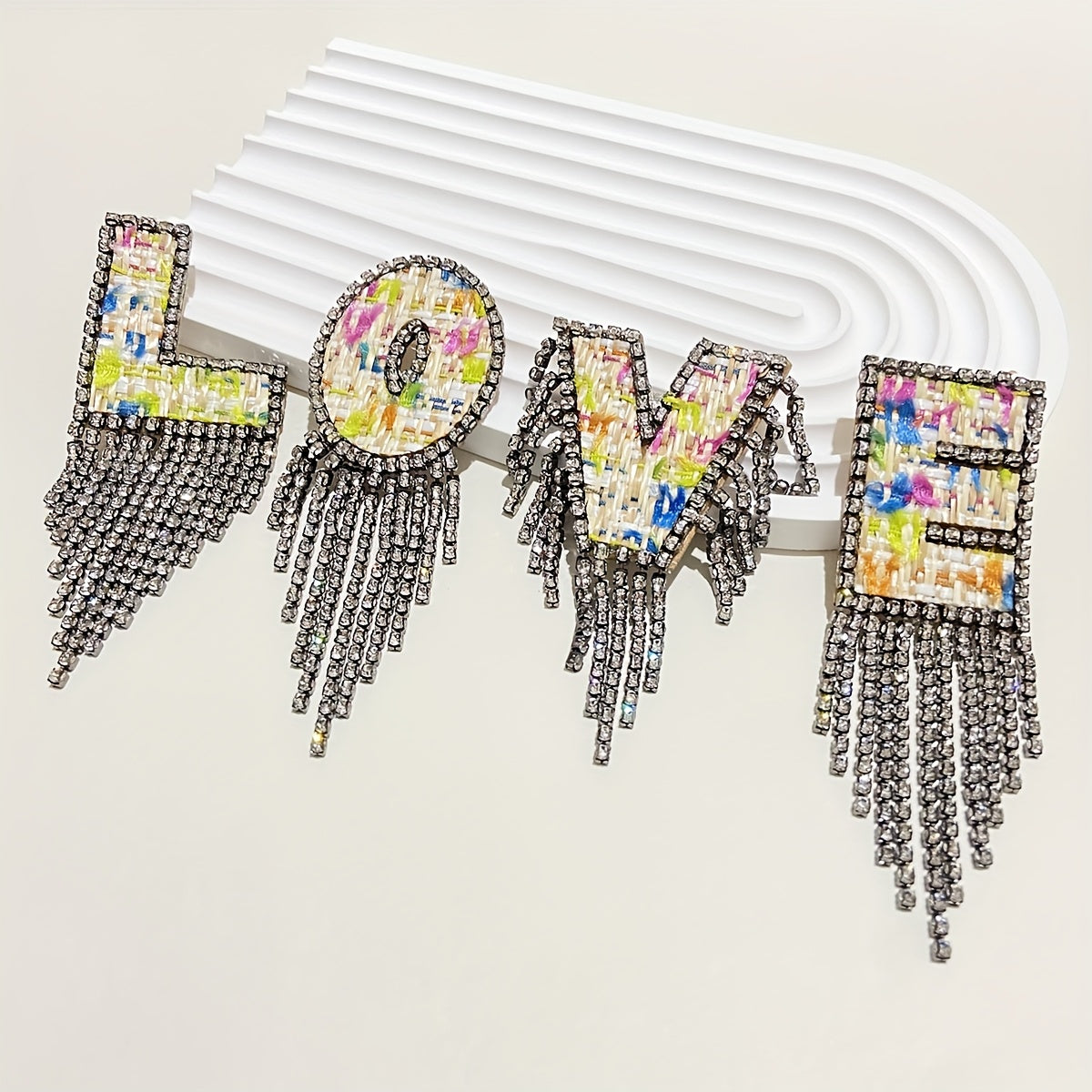 Women's Rhinestone Letter Brooch Irregular Woven Design Jewelry