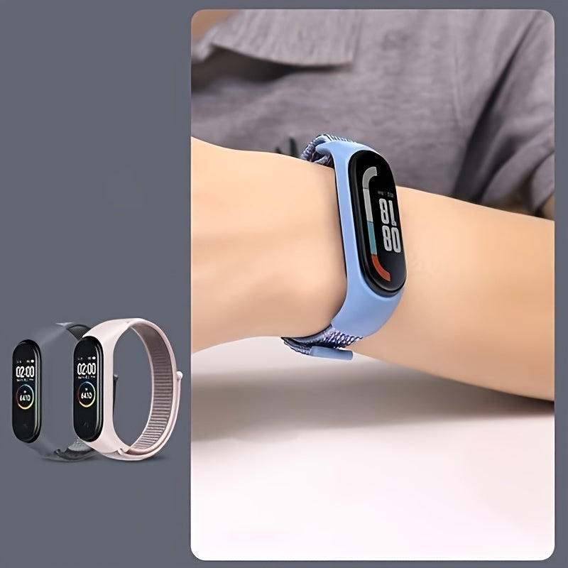 Correa de reloj de nylon negra azul marino ajustable para rastreador de fitness