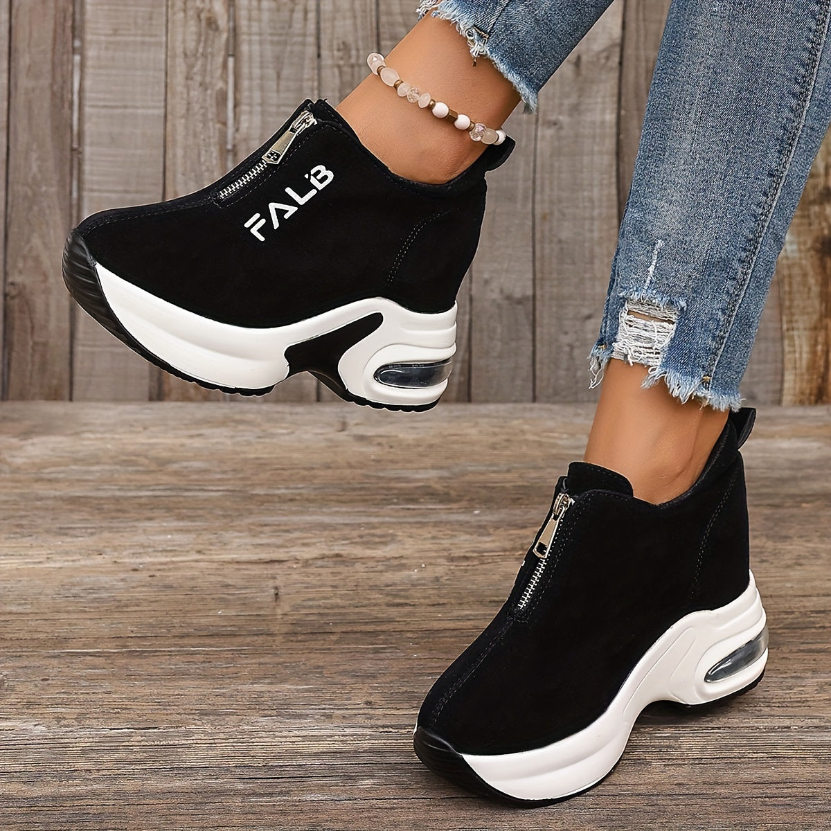 Casual Loafers for Women with Height-Boosting Air Cushions Flannel Low Top All-Season