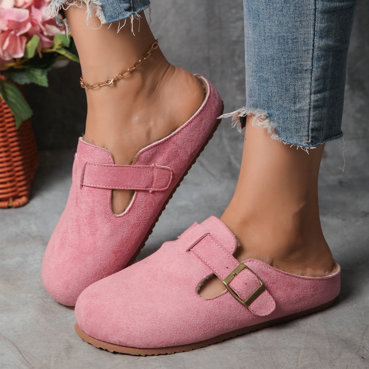 Women's Slip-On Shoes Fabric Wide Cushion Sole Beige Pink Caramel