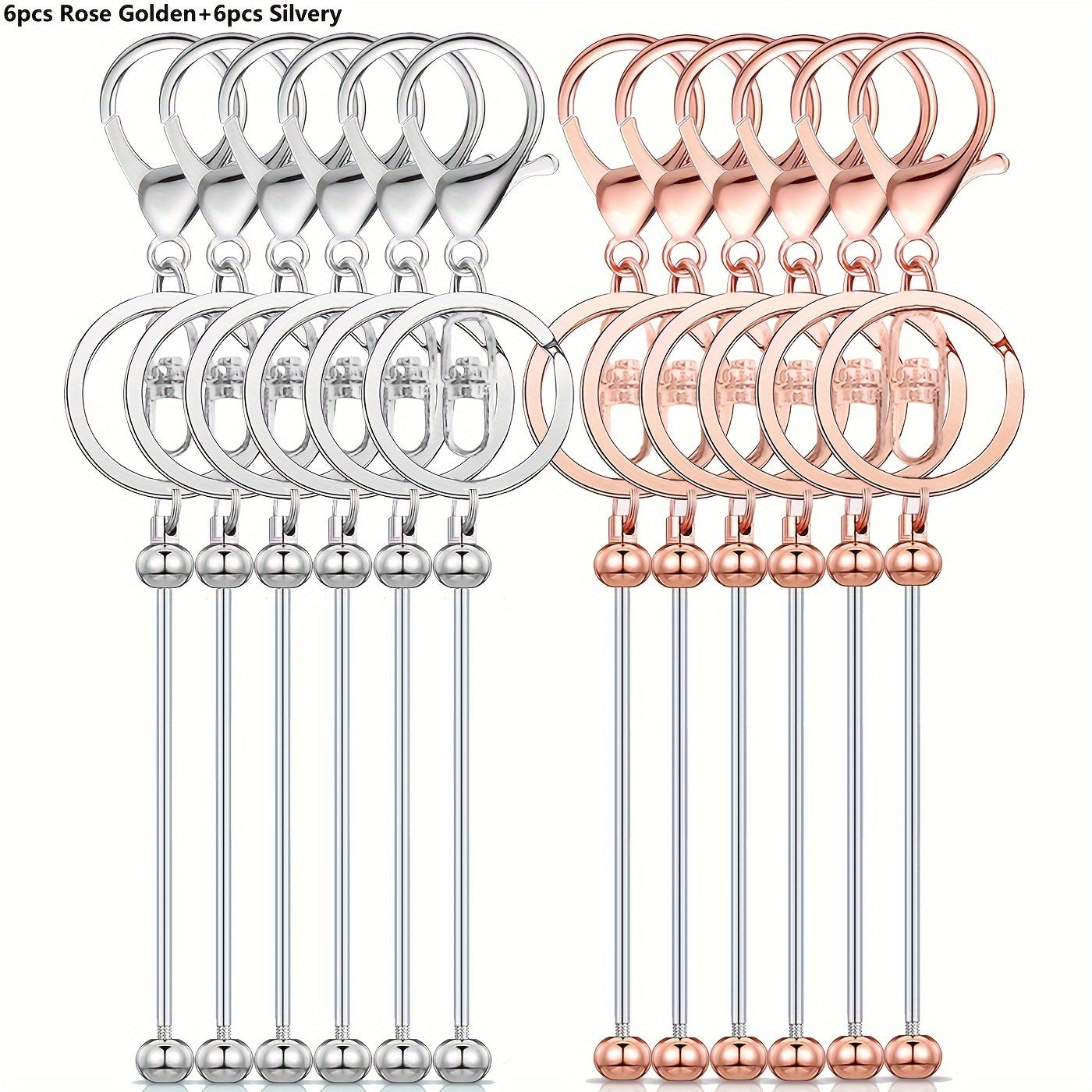 Set de 12 barras de llavero con cuentas para hacer joyería DIY, cuentas en blanco de oro