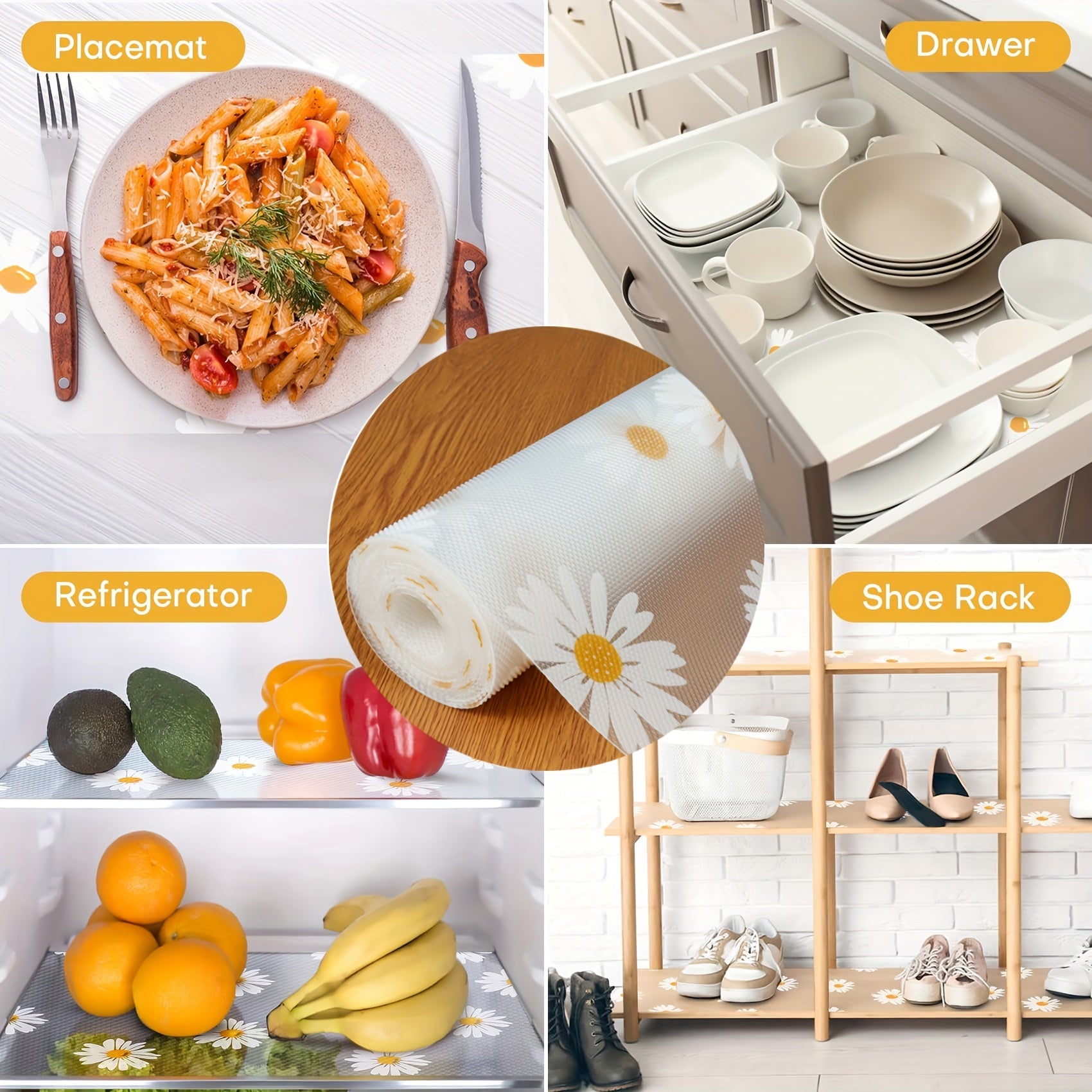 Vinyl Shelf Liner Non-Slip Waterproof for Drawers Cabinets Refrigerator Tables