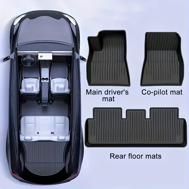 All-Weather TPE Floor Mats for Tesla Model Y Full Set Durable Liners