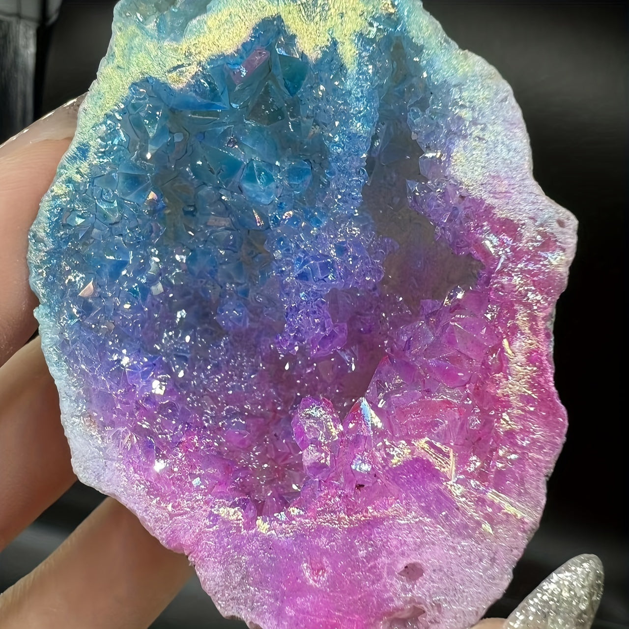 Agate Crystal Geode Decor Natural Electroplated Stone Home Gift