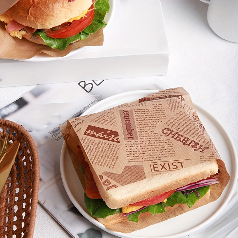 Paquete de 100 papeles resistentes al aceite y aptos para alimentos para sándwiches y hamburguesas