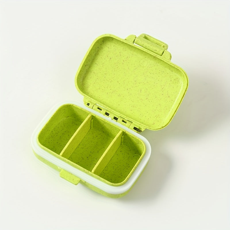 Caja de medicina mini portátil y colorida, a prueba de humedad, con organizador de 3 compartimentos