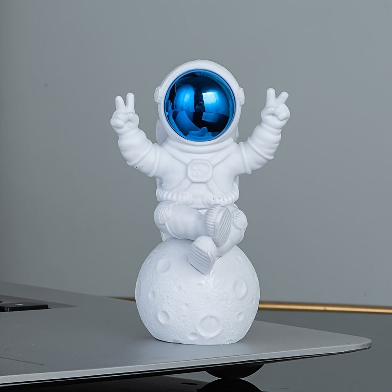 Conjunto de figuras de astronauta con decoración de huevo dorado para entusiastas del hogar, oficina y espacio