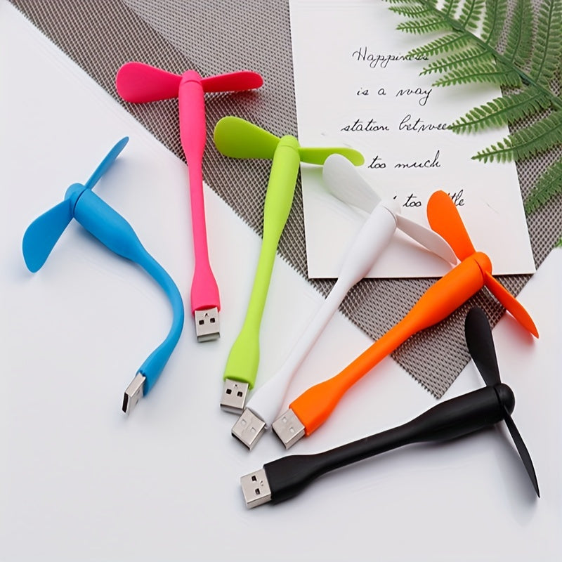 Mini USB Fan with Flexible Bendable Design and LED Light for Cooling and Lighting