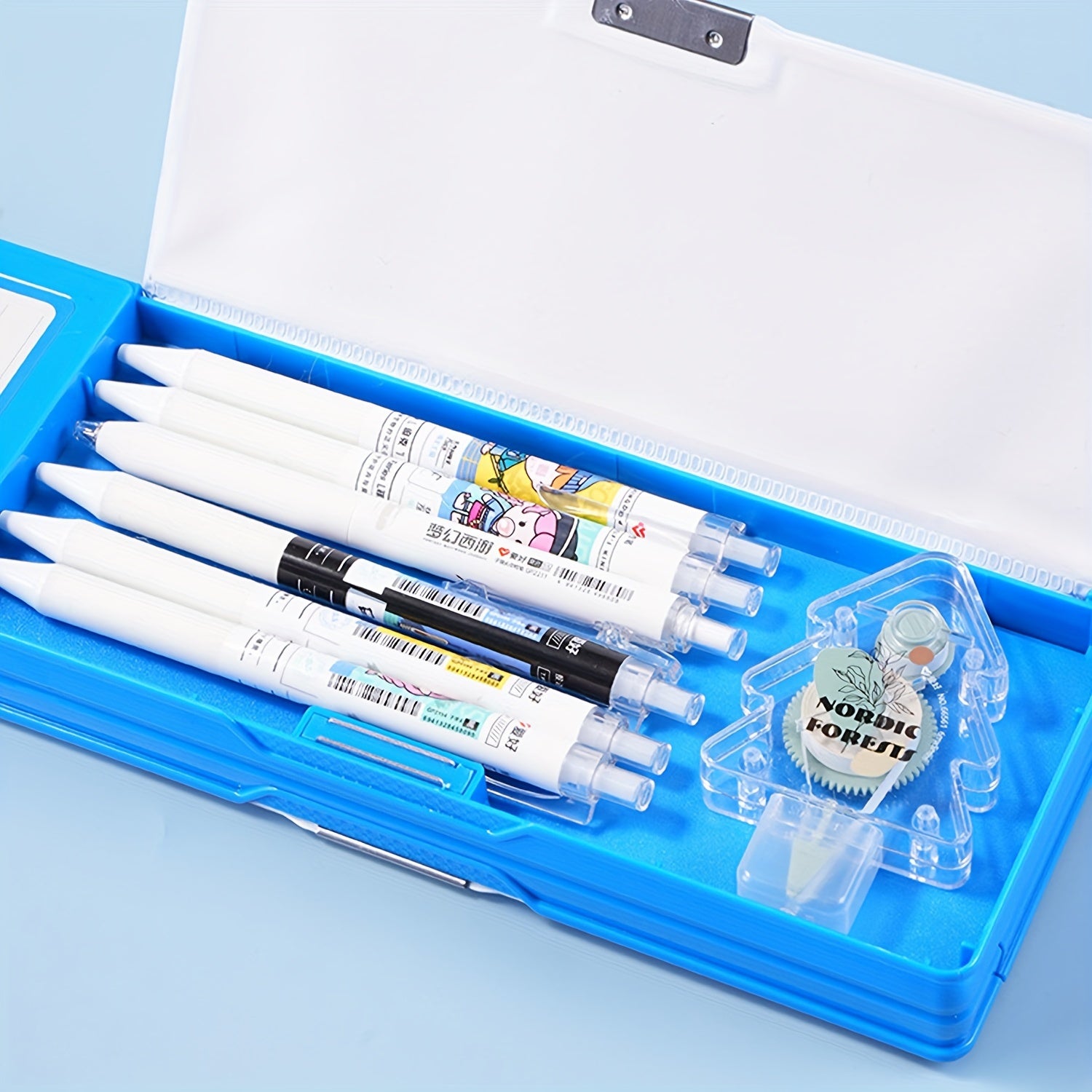 Kids Pencil Case with Calculator and Desk Organizer Pink Purple Design