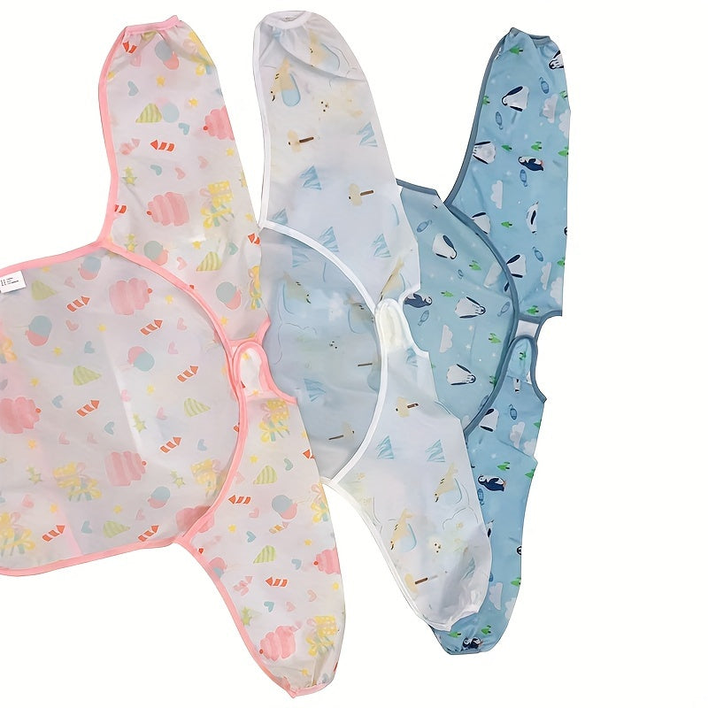 Unisex Waterproof Baby Bib with Hood and Snap Closure Polyester Fiber Feeding Apron