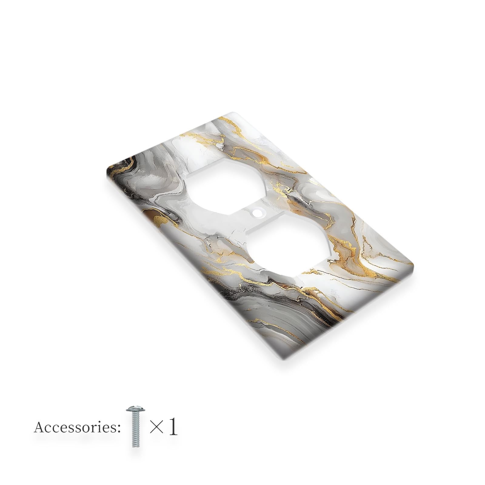 Grey Marbled Decorative Outlet Cover for Bedroom Kitchen Office Home Decor No Electricity