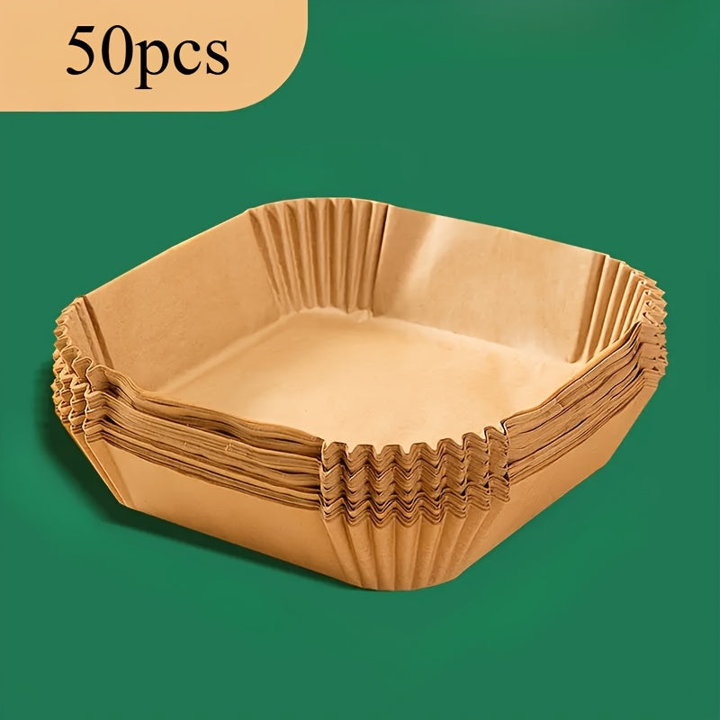 Set of 50 Rectangular Air Fryer Baking Papers Non-Stick Parchment for Oven Microwave