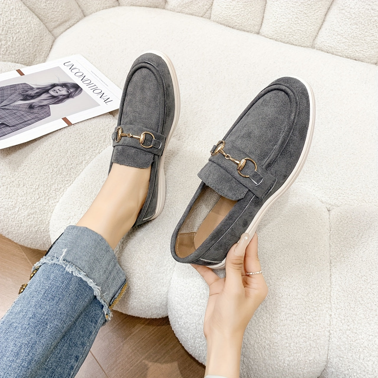 Women's Casual Loafers Flat Mary Jane Shoes Buckle Closure All-Season