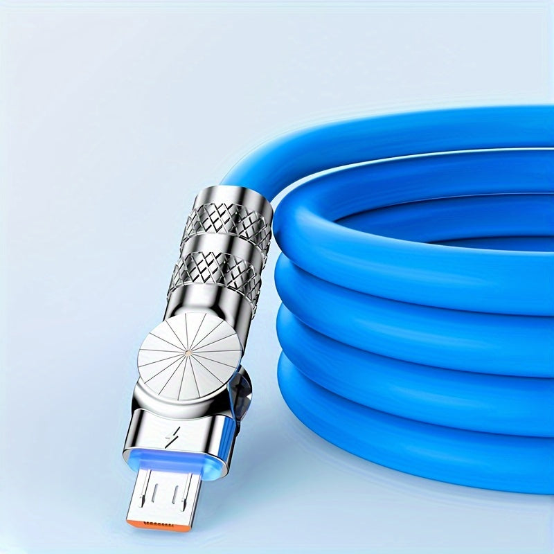 100W 3A Micro USB Fast Charging Data Cable Liquid Silicone Elbow 180° for Android Phones