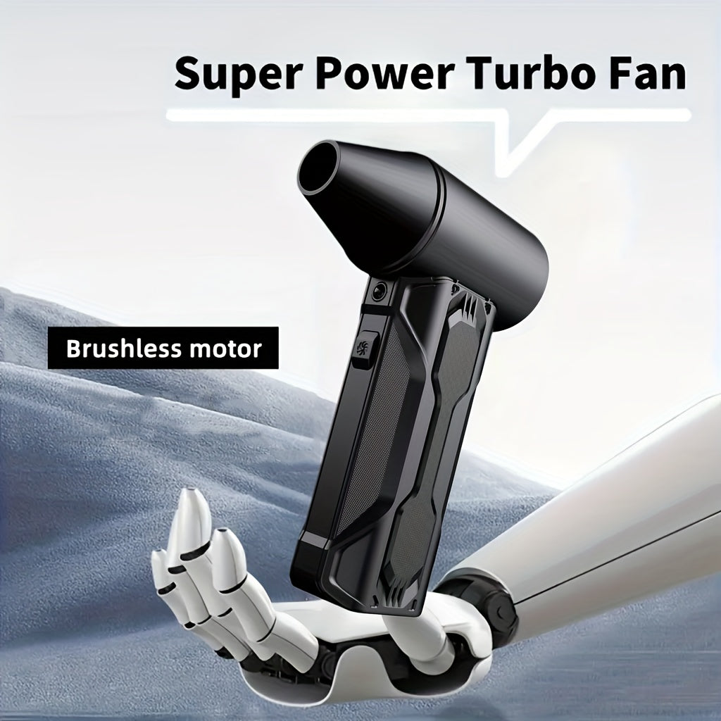 Mini USB Rechargeable Turbo Jet Fan for Computers Keyboards Cars Outdoor Black LED Display